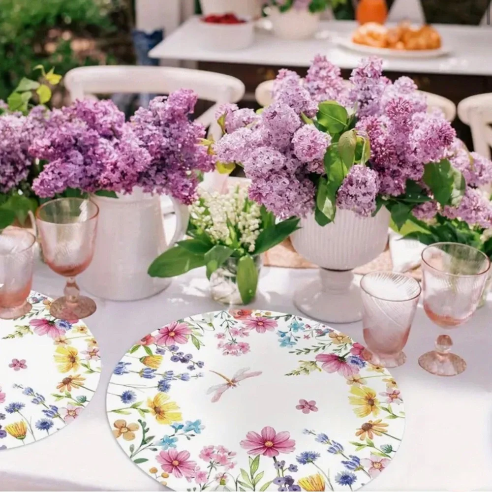 Set of 16 Wildflower Dragonfly Disposable Paper Placemats